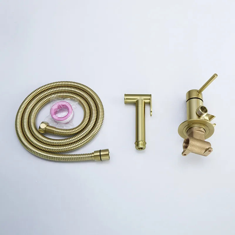 Afralia™ Brushed Gold Toilet Bidet Sprayer Set for Stylish Bathroom Upgrade