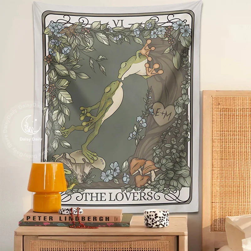 Afralia™ Frog Lover Tarot Tapestry: Cute Boho Room Decor & Bedroom Wall Hanging