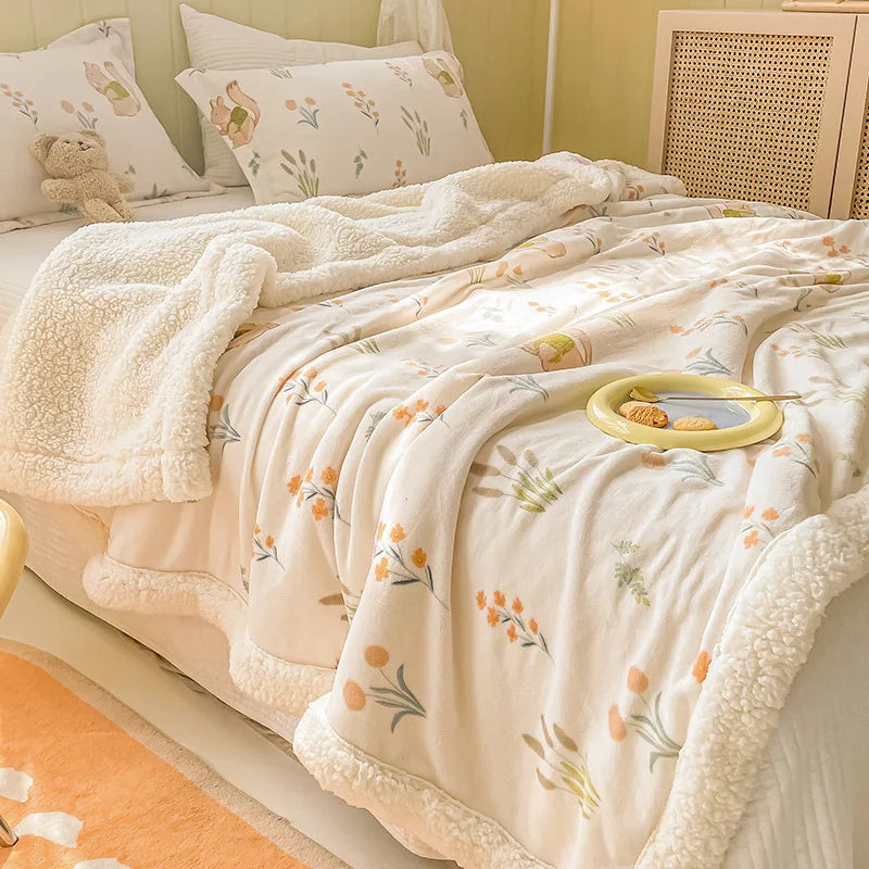 Afralia™ Cozy Milk Velvet Cartoon Blanket for Single Bed, Student Dorm: Spring & Autumn Blanket
