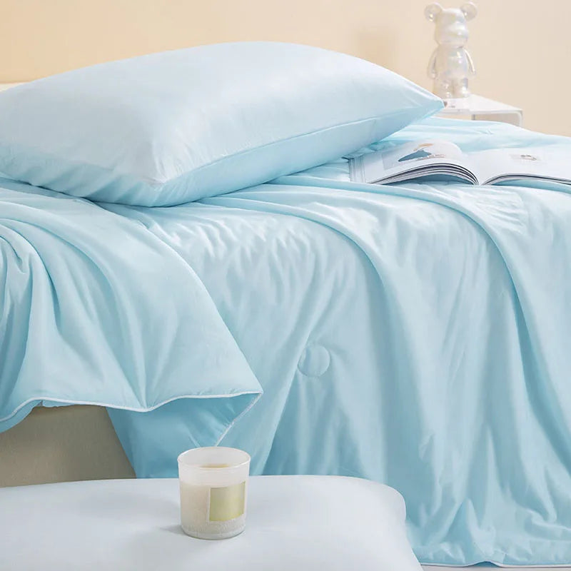 Afralia™ Satin Silky Summer Cooling Quilt Double Solid Color Bedding