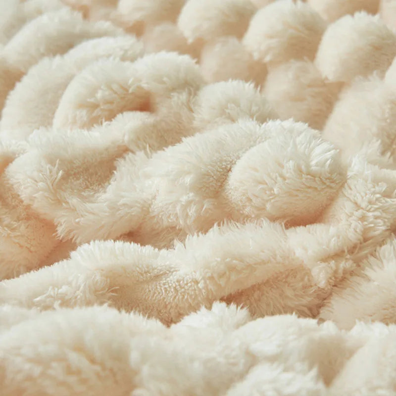Afralia™ Double-Layer Coral Fleece Blanket: Super Soft Queen King Quilt for Winter
