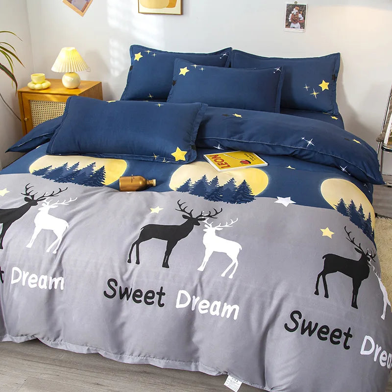 Afralia™ Geometric Pattern Bedding Set: Quilt Cover, Duvet Cover, Sheet, Pillows
