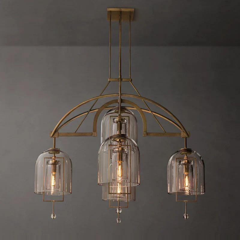 Afralia™ LED Brass Glass Chandelier Pendant Light for Living Room