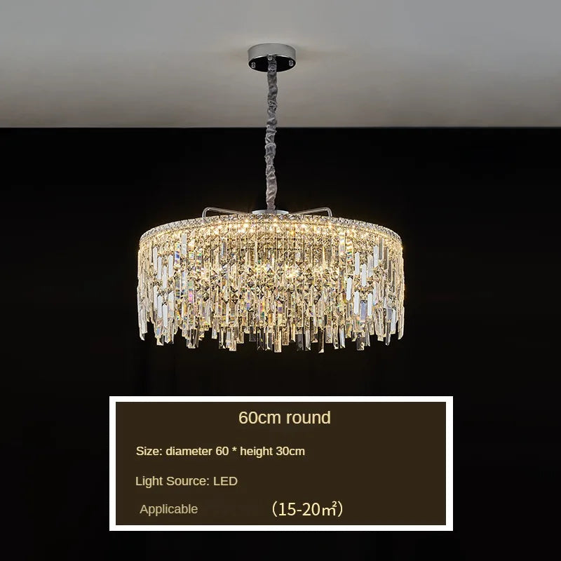 Afralia™ Gold Crystal LED Chandelier Modern Ring Pendant Ceiling Lamp