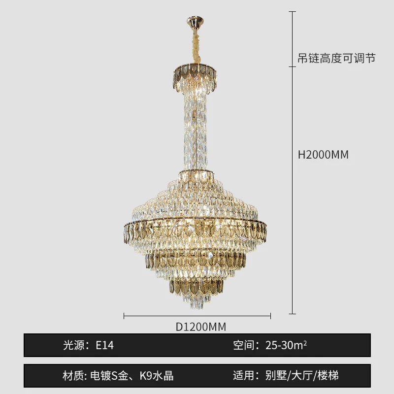 Afralia™ Crystal Chandelier for High-End Designer Duplex Living Room