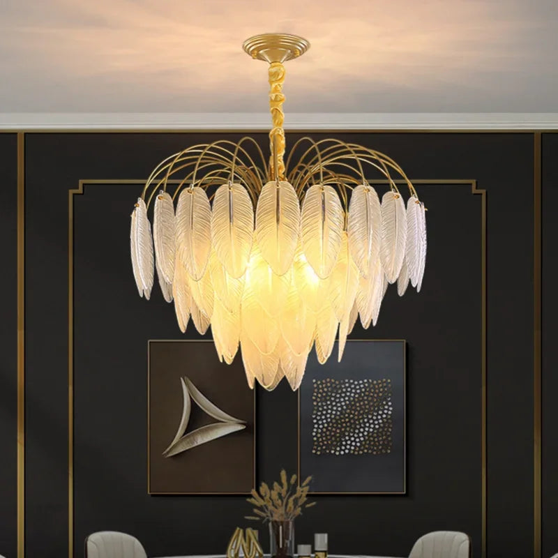 Nordic Feather Chandelier by Afralia™ - Modern LED Pendant Lamp for Home Living Room