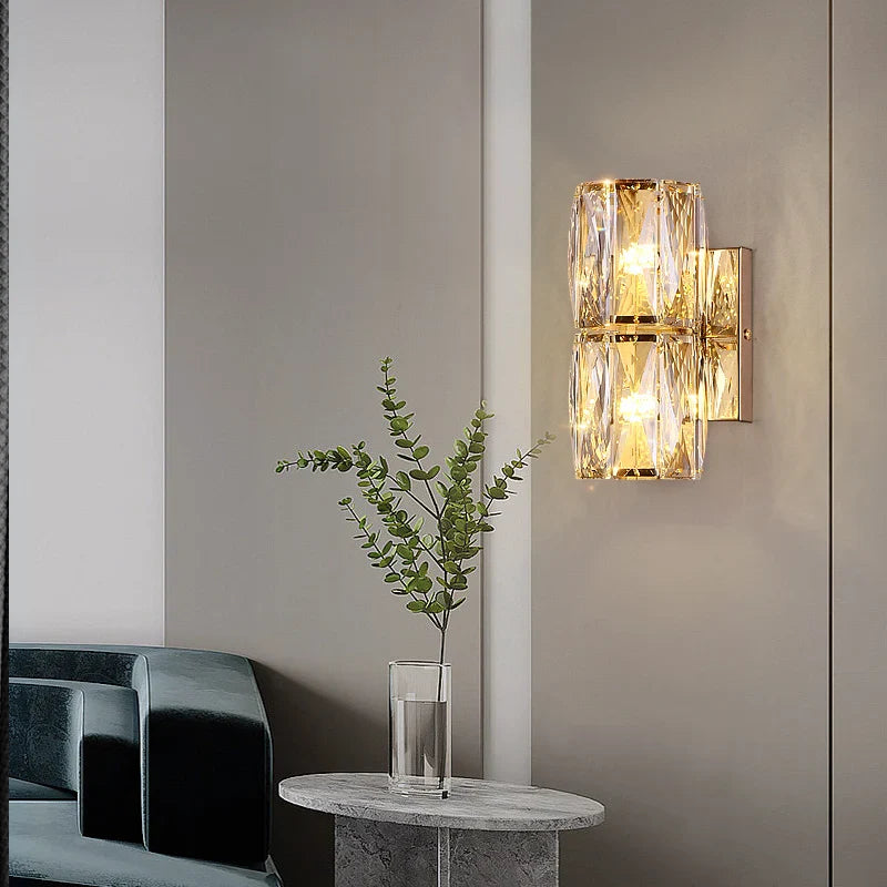 Afralia™ Crystal Wall Lamp: Elegant Living Room TV Background Bedroom Bedside Light