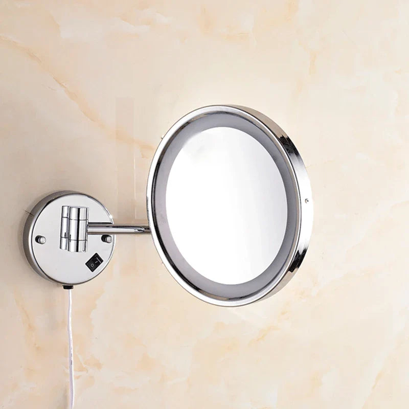 Afralia™ LED Makeup Mirror 8" Round Wall Mounted Magnifying Bathroom Mirror