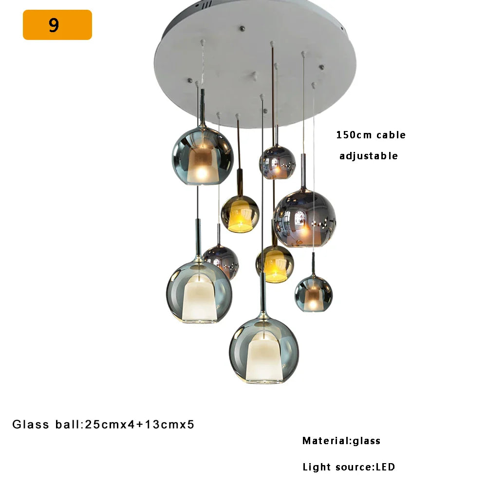 Afralia™ Glass Ball Chandeliers Chrome Light Fixture for Dining Room & Cafe