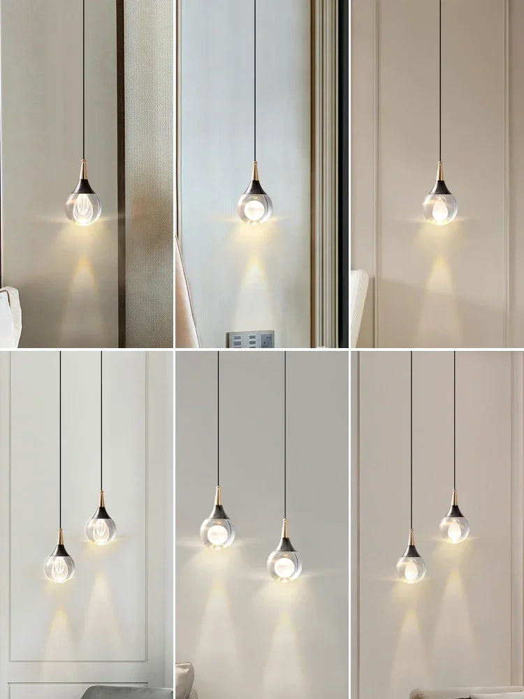 Afralia™ Crystal LED Ball Pendant Chandelier for Dining Room, Bedroom, Kitchen, and Restaurant decor