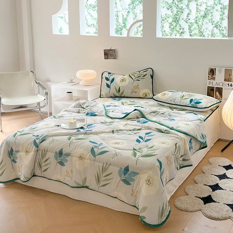 Afralia™ Cool Summer Blanket Set with Latex Bed Mat - Lightweight Breathable Comforter Bedding