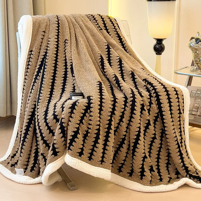 Afralia™ Jacquard Blanket: Winter Thickened Lamb Wool Nap Shawl for Living Room