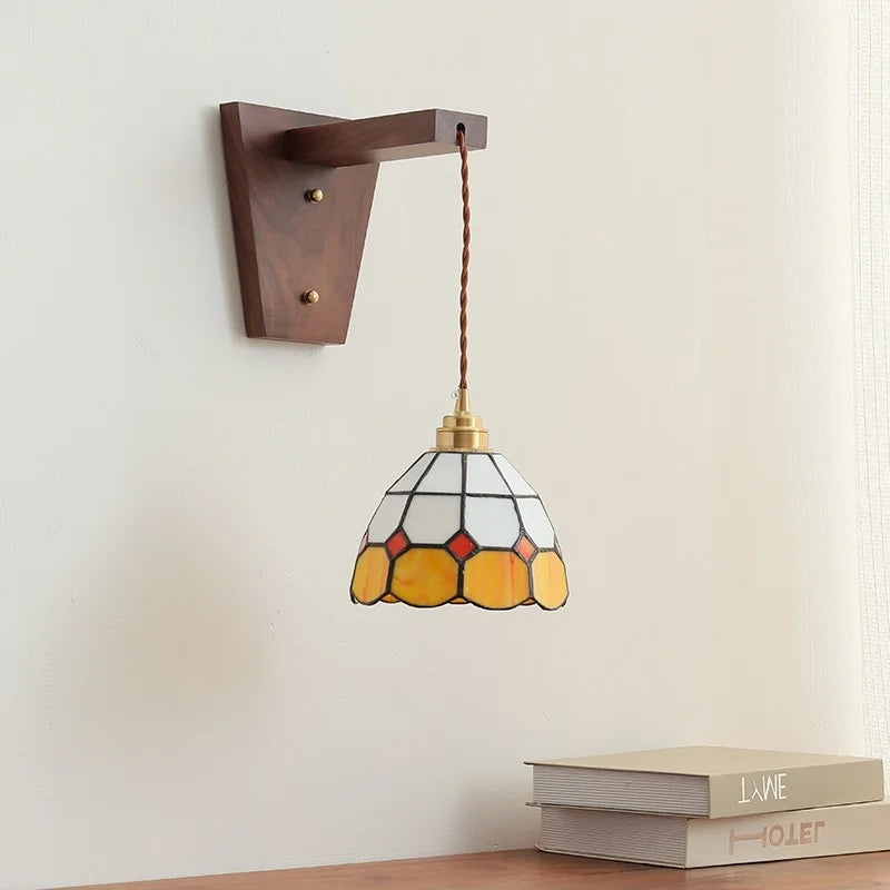 Afralia™ Glass Walnut LED Wall Lamps Modern Bathroom Mirror Light Fixtures