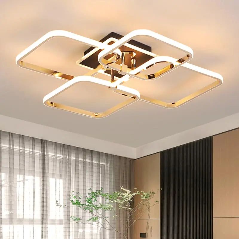 Afralia™ Modern Chrome Ceiling Chandelier LED Light Fixture with Remote Control for Home Decor
