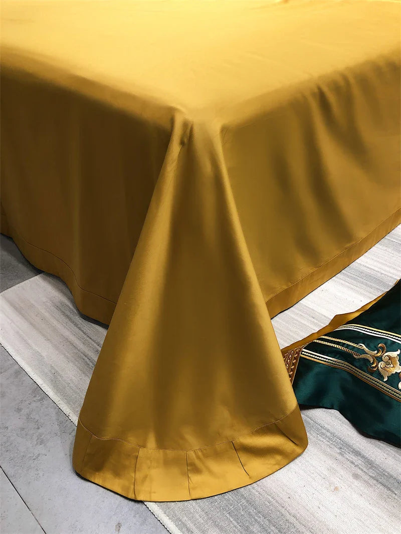 Afralia™ Luxe Vintage Brocade Cotton Gold Embroidered Bedding Set