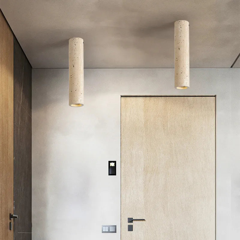 Afralia™ Yellow Travertine Ceiling Lamp - Modern Minimalist Cylindrical B&B Retro Lighting