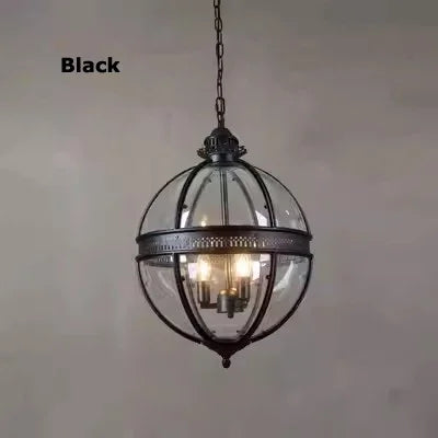 Afralia™ LED Black Bronze Globe Pendant Lamp: Retro American Style for Dining Room Luminaire