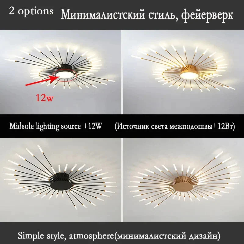 Afralia™ Firework Design Ceiling Chandelier Light for Home Decor - LED Indoor Lighting