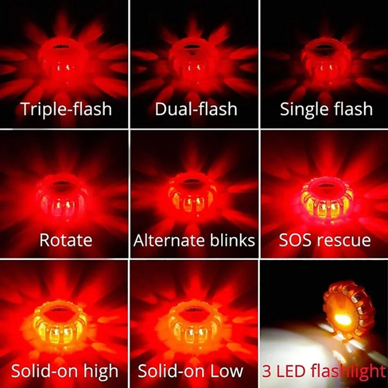 Afralia™ LED Safety Flare Emergency Flashing Strobe Light - 9 Modes - Portable & Rechargeable