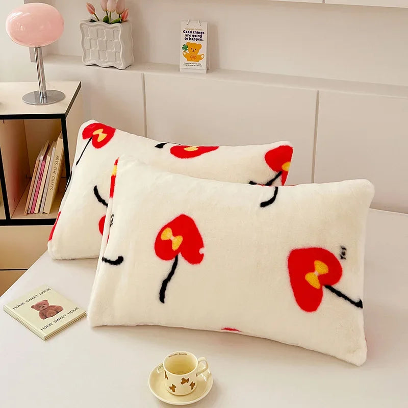 Afralia™ Cozy Winter Plush Pillowcase: Nordic Printed Milk Velvet Soft Home Decor