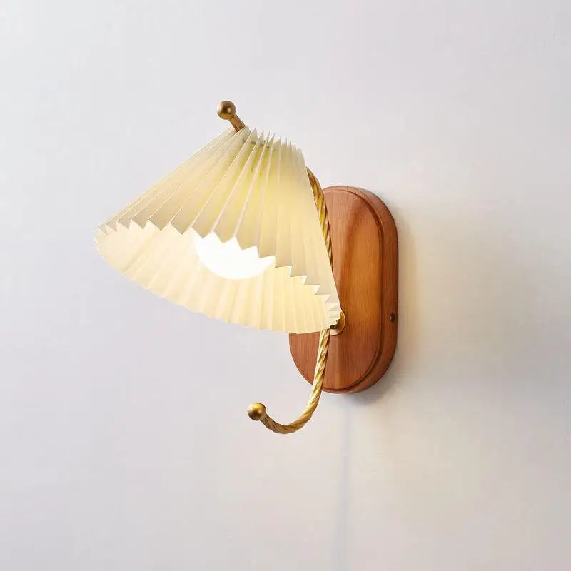 Afralia™ Retro Solid Wood Wall Lamp with Ceramic Fabric Lampshade & 7W LED Lighting