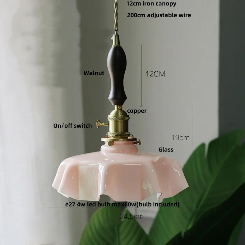 Afralia™ Modern Copper Glass Pendant Light Fixture for Reading Aisle Coffee Pink Home Decor