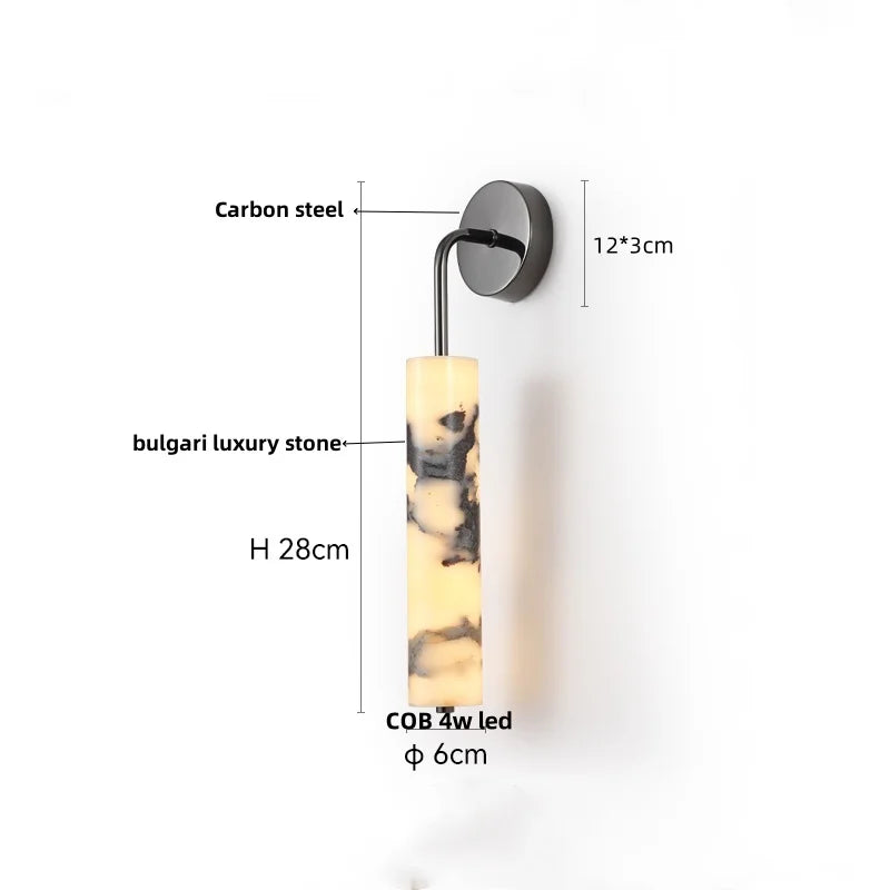 Afralia™ Modern Cylinder Marble Wall Lamp - Luxury LED Wall Lights for Living Room