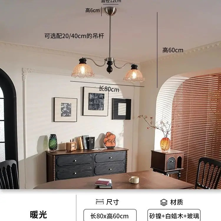 Afralia™ Lily Glass Pendant Light Chandelier - Vintage French Nordic Style, LED, Living Room.