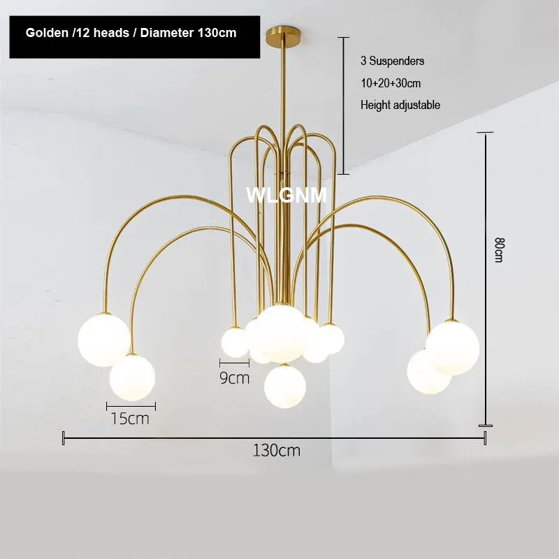 Afralia™ Glass Ball Chandelier: Modern Living Room Dining Kitchen Ceiling Light Fixtures