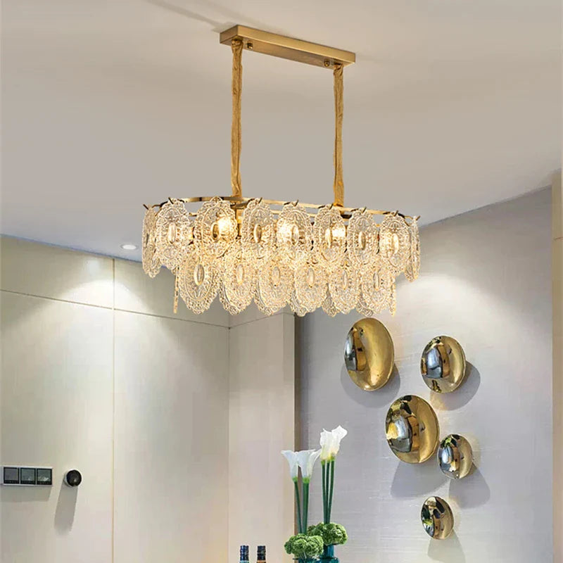Afralia™ Elegant Glass Chandelier with LED Lights for Home Décor