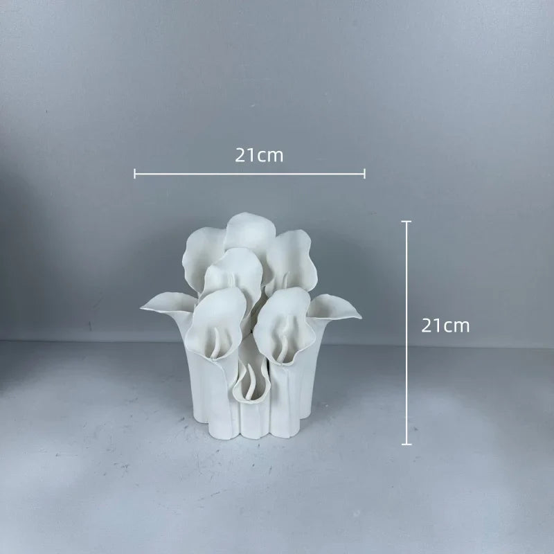 Afralia™ Pleated Petal Ceramic Flower Vase, Irregular Abstract Decor