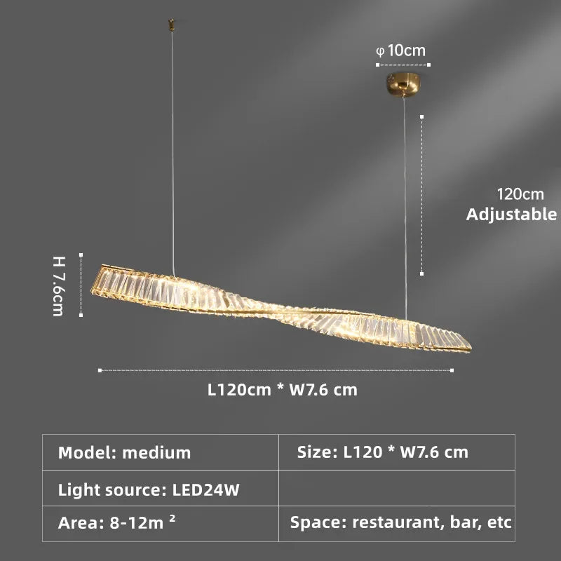 Afralia™ Spiral Crystal Chandelier Pendant Light for Kitchen Bar Dining Room