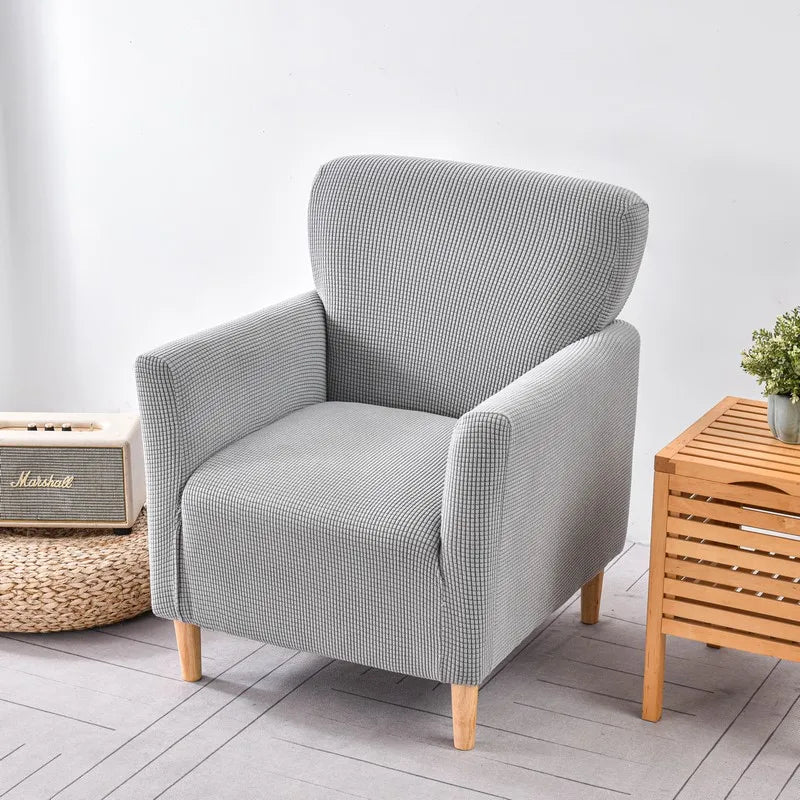 Afralia™ Stretch Fleece Sofa Cover: Solid Color Seat Slipcover for Single Round Sofas