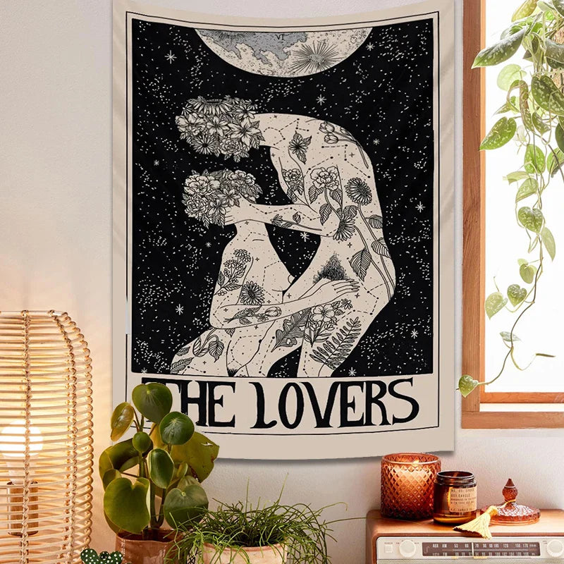 Afralia™ Lovers Tarot Tapestry for Spiritual Wall Decor and Astrology Enthusiasts