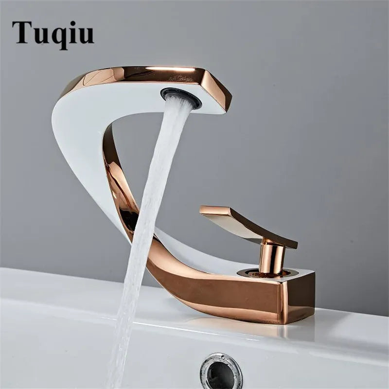 Afralia™ Brass Bathroom Basin Faucet in Elegant Rose Gold Finish