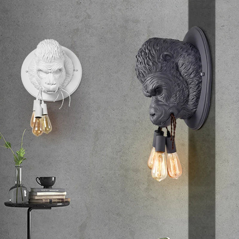 Afralia™ Gorilla Resin Wall Lamp: Modern Retro Animal LED Home Decor Bedside Lighting