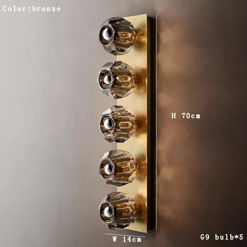 Afralia™ Crystal Wall Lamp Bronze Chrome Sconce Lights for Vintage Living Room