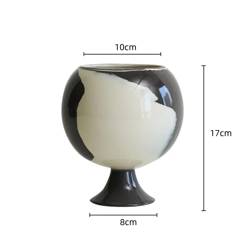 Afralia™ Irregular Grain Spherical Ceramic Vase for Home Decoration and Floral Arrangements