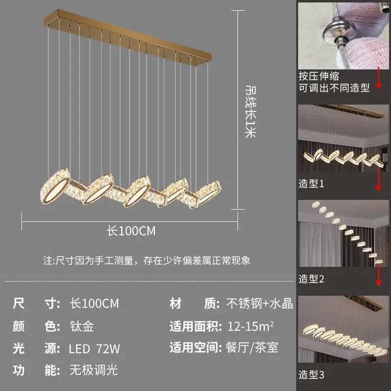 Afralia™ Crystal Chandelier Stair Pendant Light Living Room Interior Lighting