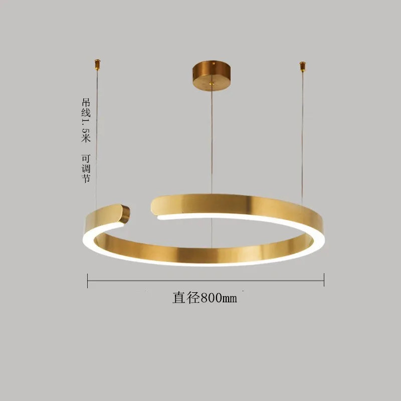 Afralia™ Nordic Ring LED Pendant Chandelier for Home Living Dining Kitchen Lighting