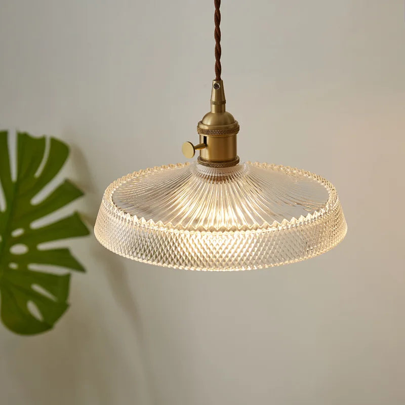 Afralia™ Copper Glass Chandelier LED Pendant Light for Living Room Dining Bar Kitchen