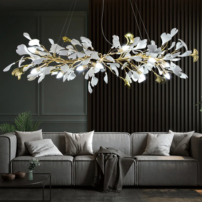 Afralia™ Ginkgo Leaf Crystal Chandelier: Nordic Design Tree Branch Hanging Light