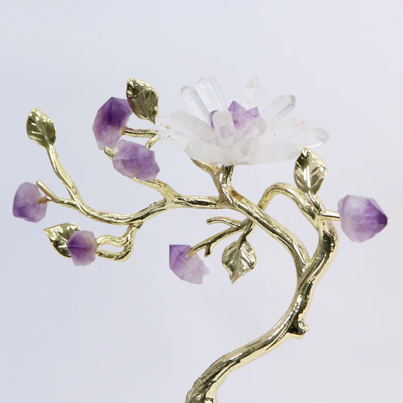 Amethyst Crystal Tree: Elegant Home Decor by Afralia™ - Sculpted Flower Figurine & Metal Accents