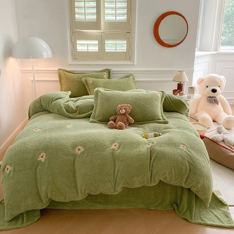Afralia™ Teddy Velvet Bedding Set for Winter Warmth and High-end Comfort