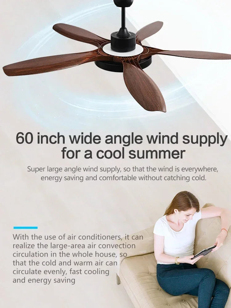 Afralia™ Modern 60" LED DC Ceiling Fan with Remote Control Chandelier Home Restaurant Indoor