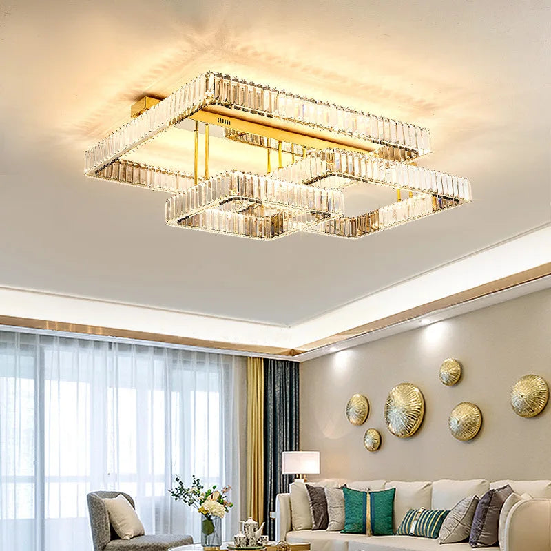 Afralia™ Crystal Chandelier LED Ceiling Light for Bedroom, Dimmable Luxury Foyer Lighting