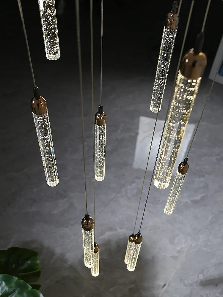 Afralia™ Modern Crystal LED Chandelier for Staircase and Living Room