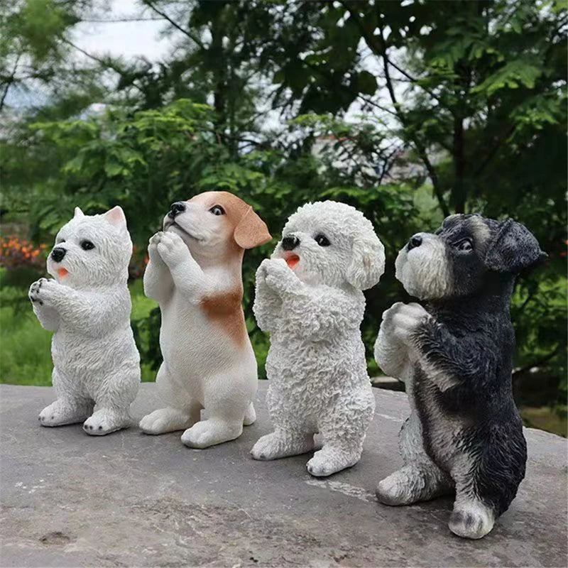 Afralia™ Dog Sculpture for Home Decor - Lifelike Resin Pup Figurine Craft