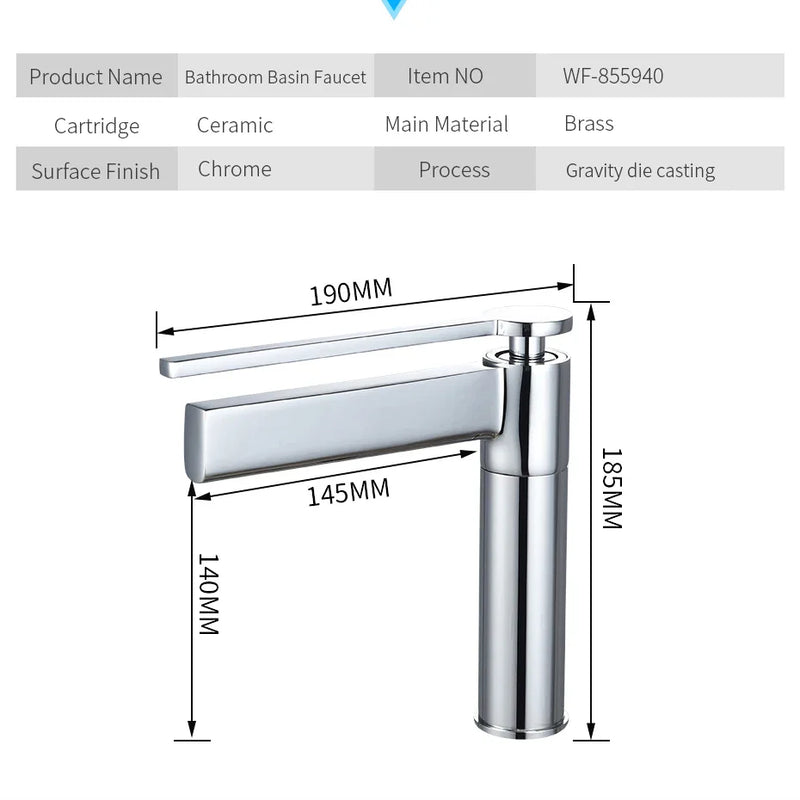 Afralia™ Basin Faucet: Single Handle Deck Mounted Brass Bathroom Mixer for Sink - Hot/Cold