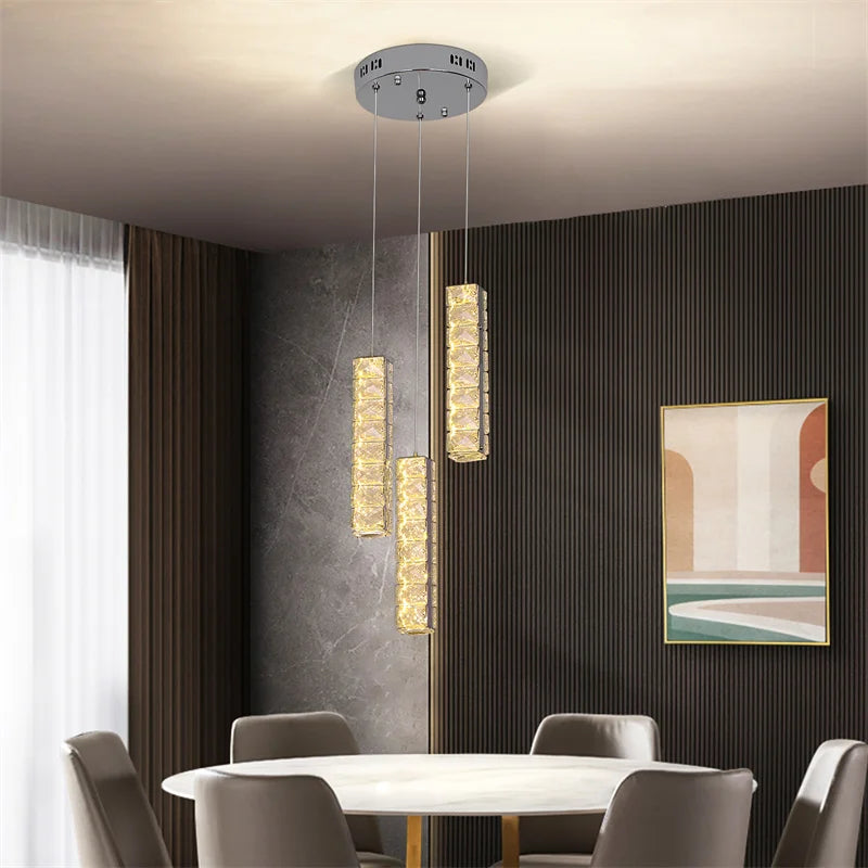 Afralia™ Modern K9 Crystal Chandelier Pendant Light for Living Dining Room Home Decor